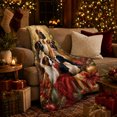 thumbnail image 3 of Festive Boxer Dog Group Portrait Painting Red Gold, Festive Pet Portrait Pattern, Warm Flannel Blanket for Living Room and Bedroom, Dog Lovers Father's Day Gift, Pet Lover Home Decor, 3 of 9