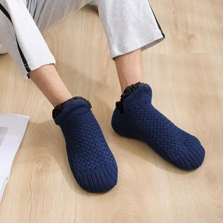 

Socks For Women And Men VSONTOR Womens Thick Warm Slipper Socks With Non Slip Grippers Double Side Cozy Warm House Slippers Thanksgiving Christmas Gifts Navy 41 W2164