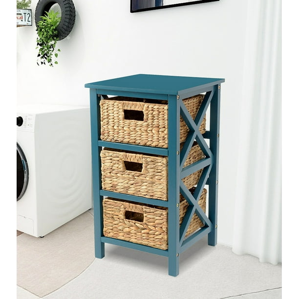 eHemco 3 Tier Xside End Table Side Table Storage with 3