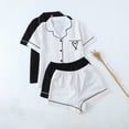 thumbnail image 2 of Tnhcen Women's 2 Piece Summer Cotton Print Pj Set Short Sleeve Button Up Sleepwear Homewear Set S-XL 2PC*2, 2 of 5