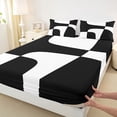 thumbnail image 3 of Homewish White Black Twin Sheet Sets,Modern Asbtract Geometric Twin Fitted Sheet,Minimalist Style Flat Sheet For Men Women,Super Cozy Room Decor,3 Pieces, 3 of 7