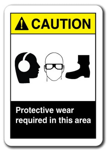 7"x10" Safety Sign Wear Protective Equipment Caution Sign Ear Head Eye Foot 
