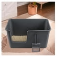thumbnail image 7 of Cat Litter Box 4 Pack, Extra Large Open Top Litter Pan for Big Cats, Low Entry Senior Kitty Litter Pen, Grey Plastic Tray, 7 of 7