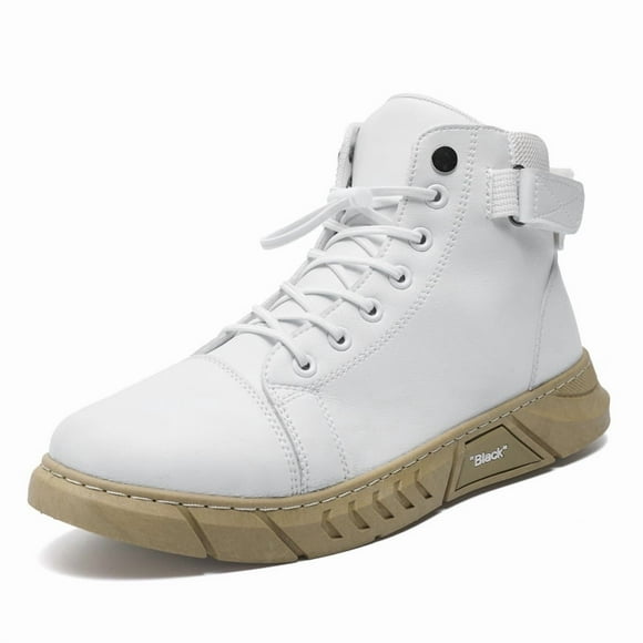 Botas Martin de cuero italiano de caña alta para hombre, botines negros con plataforma, impermeables, antideslizantes y con absorción de impactos.