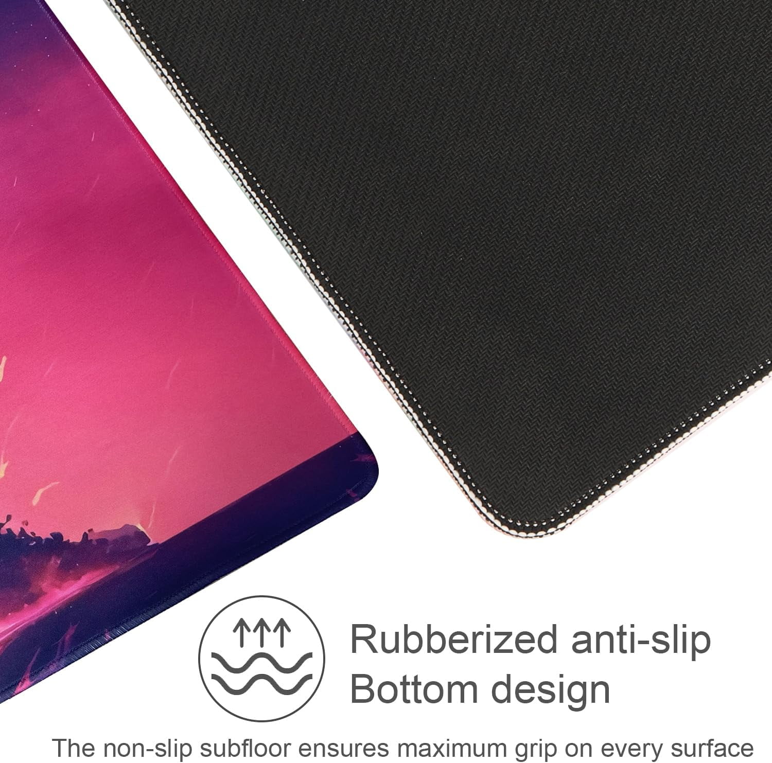 Large Gaming Mouse Pad, Extended XXL Desk Pad & Non-Slip Rubber Mat for Mice and Keyboard with Stitched Edges (90x40 retrowavecar013)