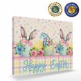 thumbnail image 2 of Easter Bunny Canvas Print Wall Art Colorful Eggs Pink Flower Bow Rabbit Ear Retro Polka Dots Pictures Painting Morden Artwork for Living Room Bedroom, Ready to Hang - 12"x16", 2 of 9