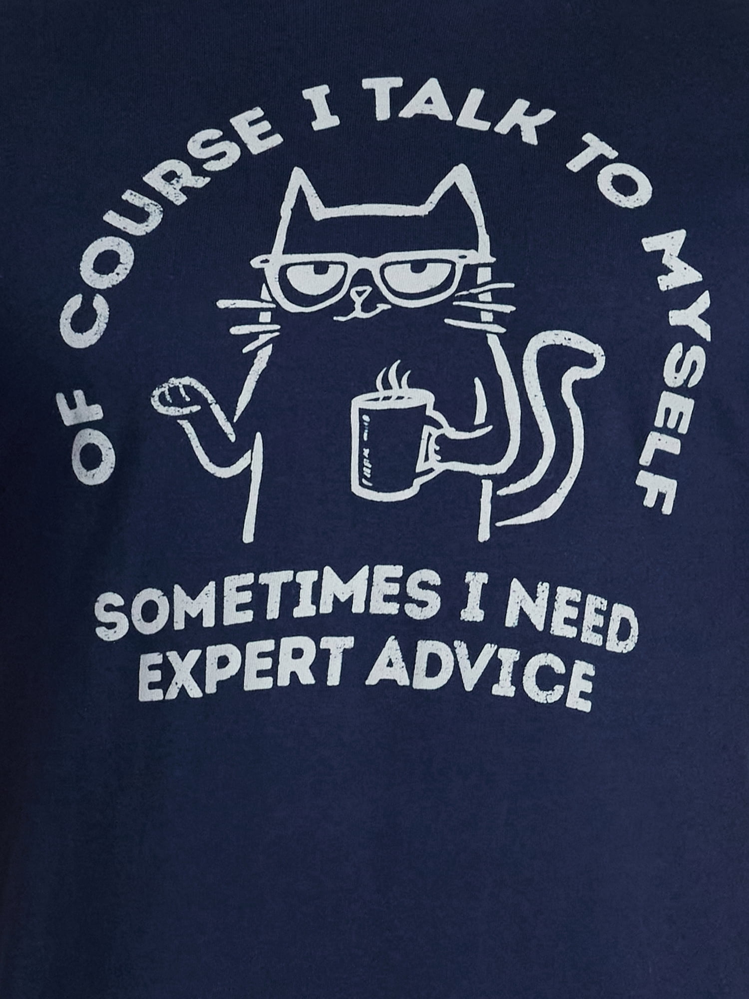 Humor Men's and Big Men's Talk To Myself Cat Graphic Tee with Short Sleeves, Sizes S-3XL