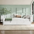 thumbnail image 2 of YIYADO Queen Size Metal Platform Bed, Low Profile Daybed Frame with Storage Drawers, Upgraded Round-Pipe Safety Structure, No Box Spring Needed, Modern White Bed for Bedroom Apartment Guest Room, 2 of 6