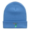 thumbnail image 5 of Humming Bird Embroidered 12 Inch Long Knitted Beanie - Sky Blue OSFM, 5 of 5