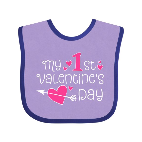 Inktastic My First Valentines Day Pink Hearts and Arrow Boys or Girls Baby Bib