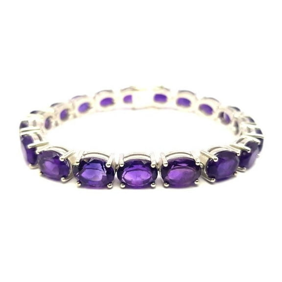 Natural Amethyst bracelet, February Birthstone Amethyst jewelry, Sterling silver, Silver jewelry, Silver bracelet, 925 silver, Bracelet for wedding anniversary, Link Bracelet Bangle, Christmas Gift