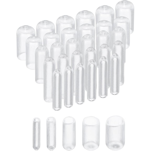 50pcs Round Rubber End Caps 1/8" 3/16" 1/4" 5/16" 3/8" Clear Vinyl Cover Screw Thread Protectors Assortment Kit(3mm 5mm 6mm 8mm 9.5mm)