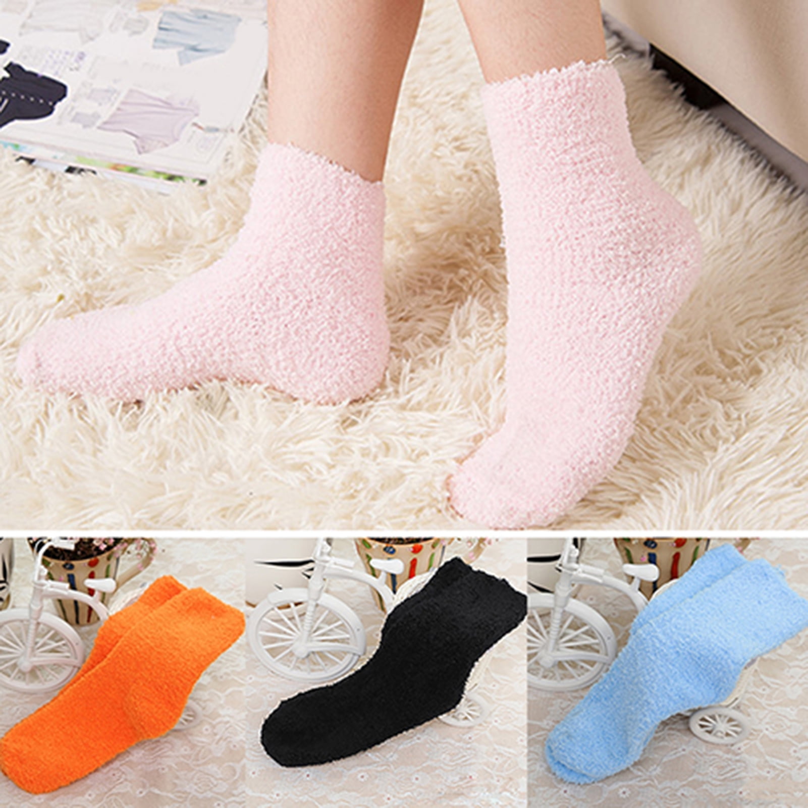 Women Girl Spring Autumn Winter Thicken Warm Soft Wool anklets Socks Solid Color