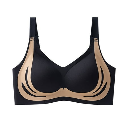 Super Froncé Doux Et Tan Sports Bra Confortable Sans Armatures Soutien Strapless Bra for Women Gorge Push Up Pour Femme Lingerie De Sport Soutien Gorge Sans Armatures Black Medium Nylon Spandex