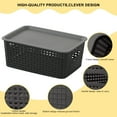 thumbnail image 3 of chaungfeng Storage Basket with Lid, Woven Organizer Bin, Plastic Multipurpose Container for Toys, Books, Shelves, Drawers, Home Office, 3 of 5