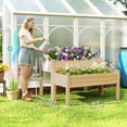thumbnail image 3 of Outsunny 2 Tiers Raised Garden Bed, Wooden Elevated Planter Box, Natural, 3 of 10