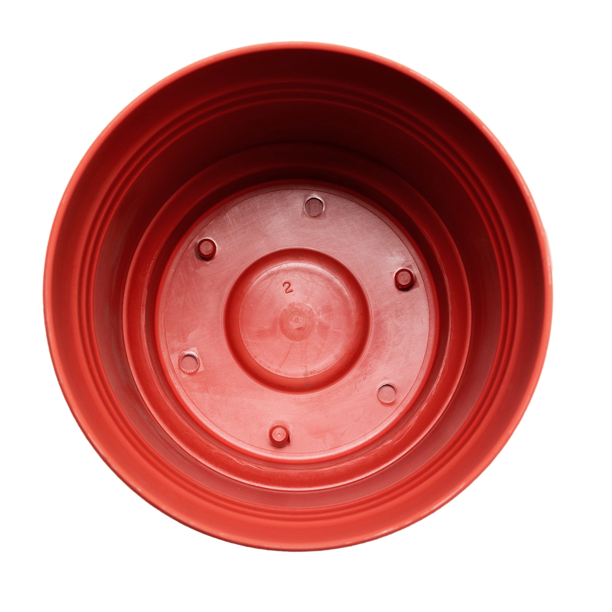 Bloem Saturn 12" Round Resin Planter with Snap-in Saucer for Indoor and Outdoor Gardening, Burnt Red
