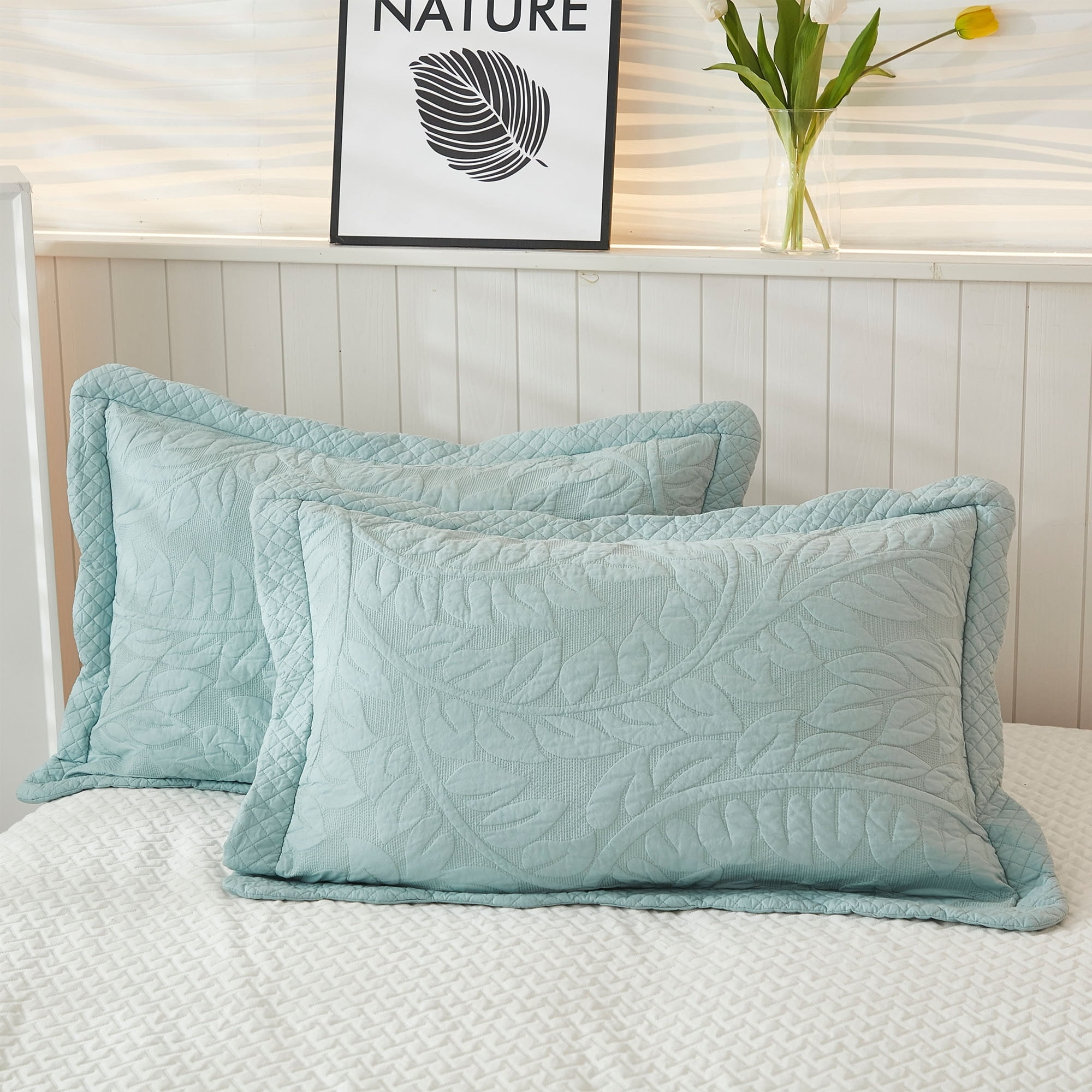 MarCielo  3 Piece Cotton Oversized Bedspread Quilt Set Tmonica Aruba Blue - Oversized King