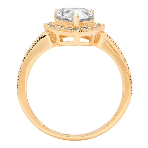 2.36 ct Pear Cut White Sapphire Halo Engagement Ring for Women in 18K Yellow Gold