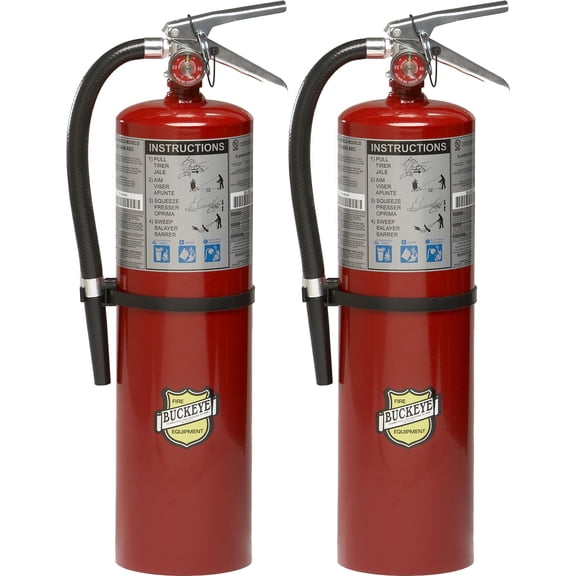 Pack of 2 Buckeye 11340 ABC Multipurpose Dry Chemical Hand Held Fire Extinguisher with Aluminum Valve and Wall Hook, 10 lbs Agent Capacity