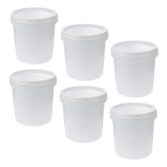 ELAYARD 6Pcs White Plastic Storage Buckets with Lids Airtight for Home Use with Handle
