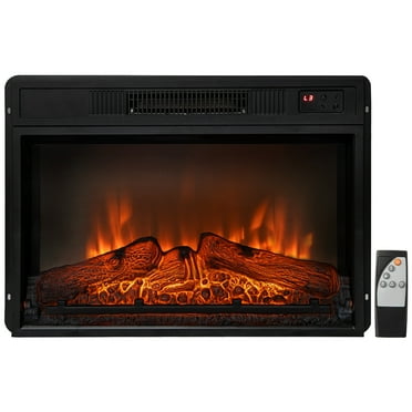 Costway 23" Electric Fireplace Insert Heater w/ Log Flame Effects Remote Control 1400W