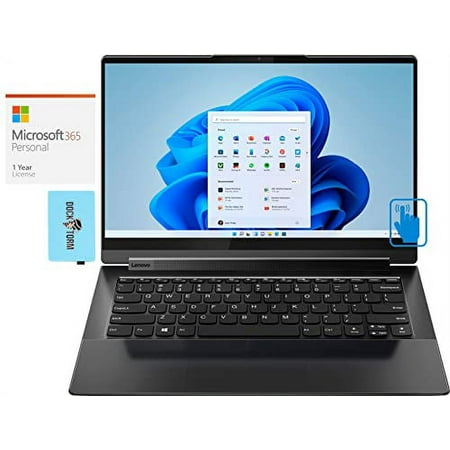 Lenovo Yoga 9i -14 Home & Entertainment 2-in-1 Laptop (Intel i7-1185G7 4-Core, 8GB RAM, 256GB PCIe SSD, Intel Iris Xe, 14.0" 60Hz Touch Win 11 Pro) with MS 365 Personal, Hub