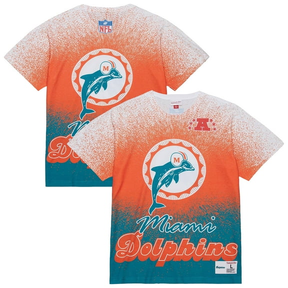 Men's Mitchell & Ness  White Miami Dolphins Team Burst Vintage Logo T-Shirt