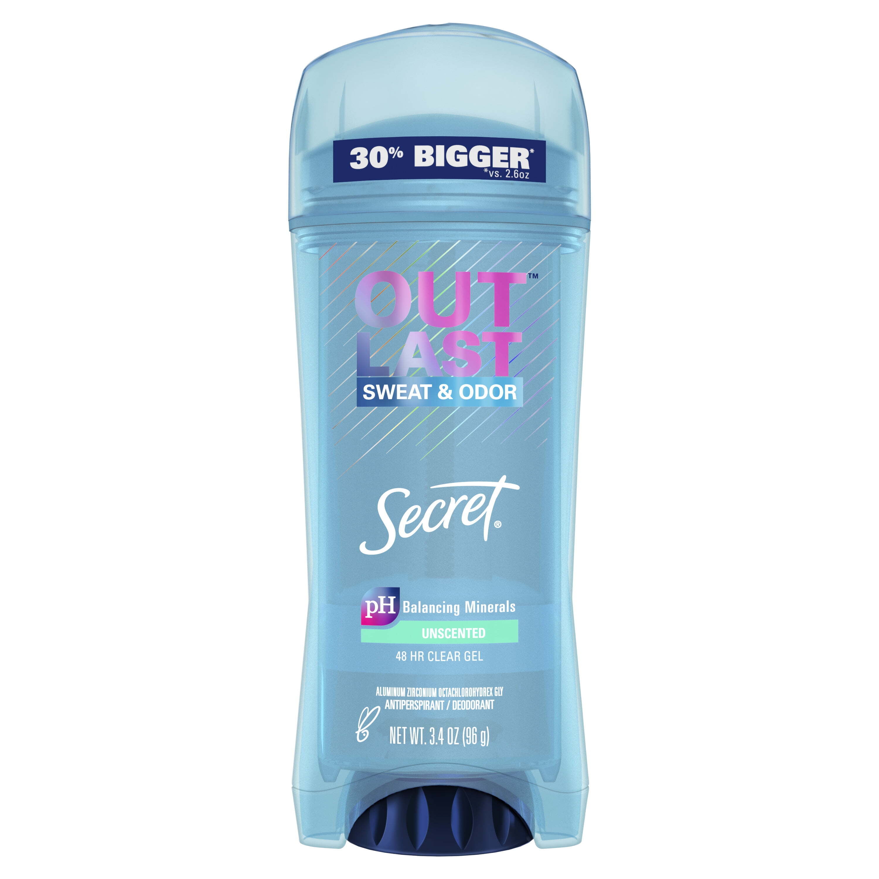 Secret Outlast Clear Gel Antiperspirant Deodorant, Unscented, 3.4 oz