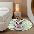 thumbnail image 3 of Easter Bunny 3ft Area Rug, Spring Flowers Green Leaves Pastoral Plants Washable Non-Slip Small Round Rugs for Entryway Bedroom Kitchen, Soft Circle Carpet for Dining Room, Playroom Nursery Rug, 3 of 9