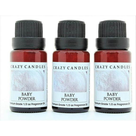 Crazy Candles Baby Powder 3 Bottles 1/2 FL Oz Each (15ml) Premium Grade Scented Fragrance Oil Made in USA