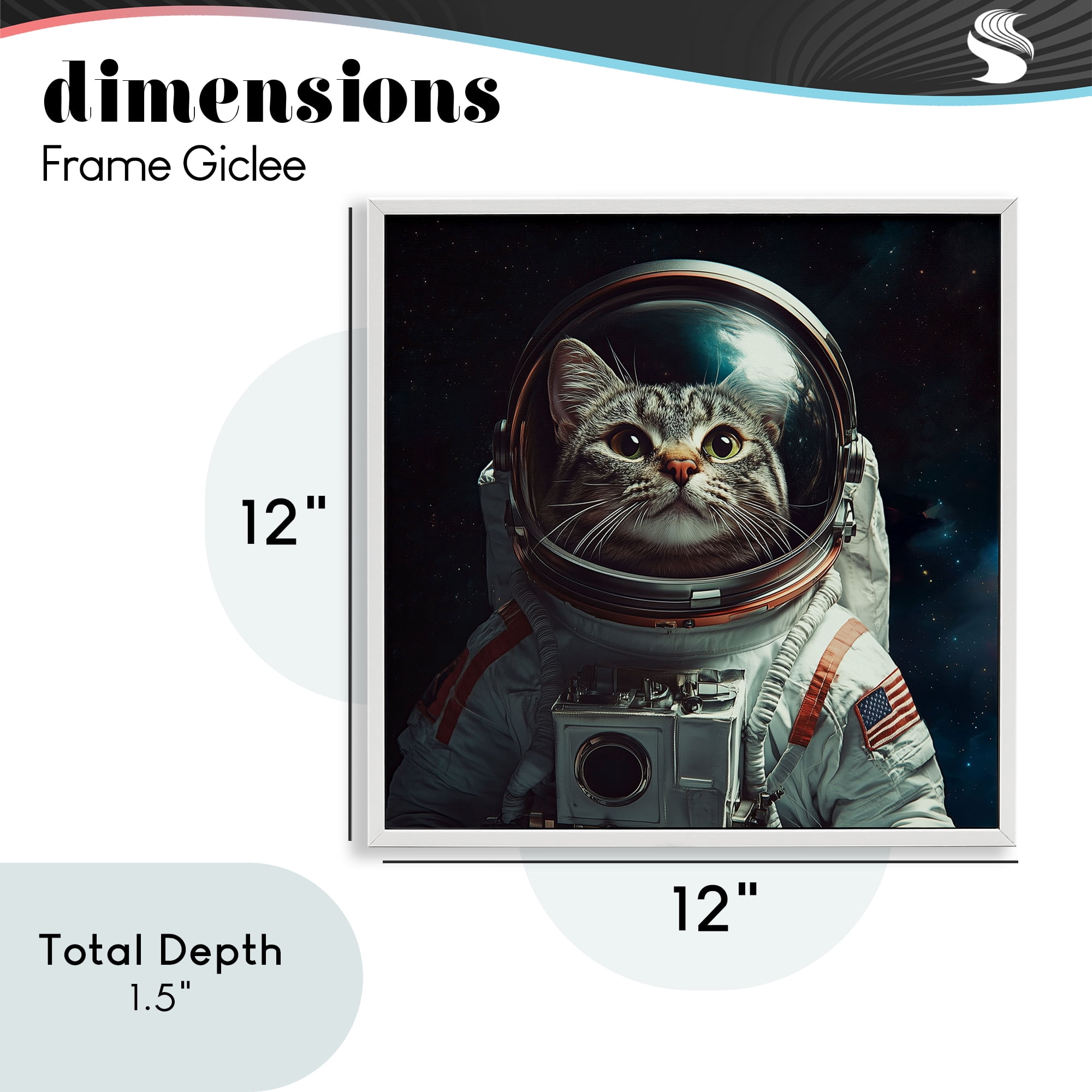 Catstronaut Cat Astronaut White Framed Giclee Art, design by Jim Baldwin
