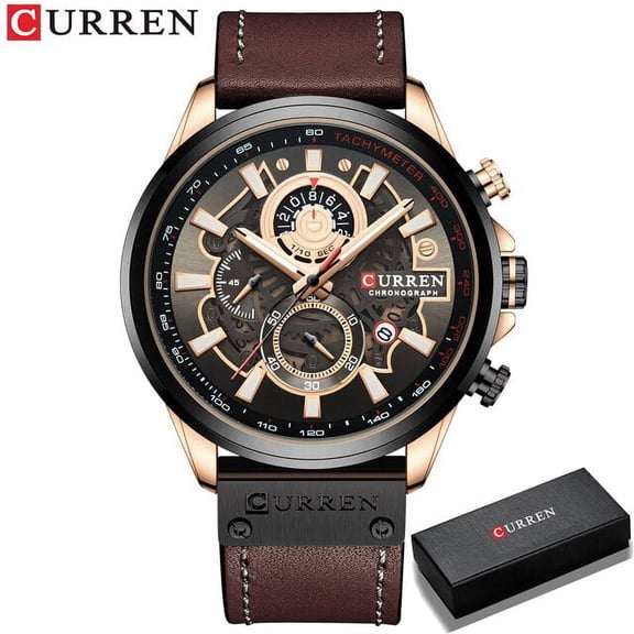 CURREN Luxury Branded Casual Sport Chronograph Watches for Men Leather Quartz Luminous Wristwatch Creative Design Clock