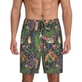 thumbnail image 1 of Balery Forest Animals And Plants Pantalones cortos de pijama de punto de algodón para hombre con cinturilla y bolsillos-Small, 1 of 6