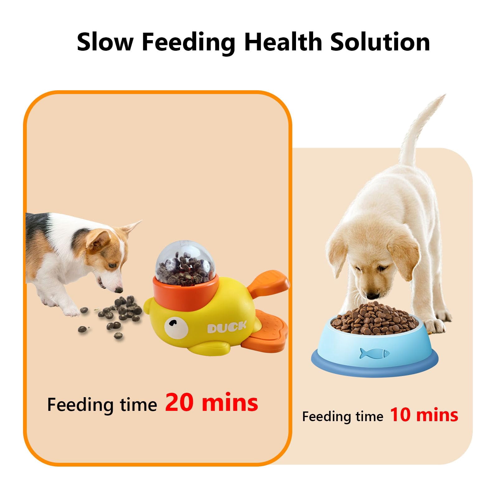 Duck Treat Dispenser Dog Puzzle Toy, Interactie Slow Feeder for Small Medium Dogs Cats to Preent Bloating, Mental Stimulation Training Toy with Adjustable Treat Slots, Yellow