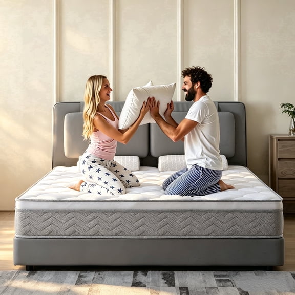 QSOCSSP 12 inch thick Mattress, CertiPUR-US Certified, Queen Mattress, 7-Layer Hybrid Build, High-Airflow Breathable Textile, Mattresses in a Box, Medium Firm