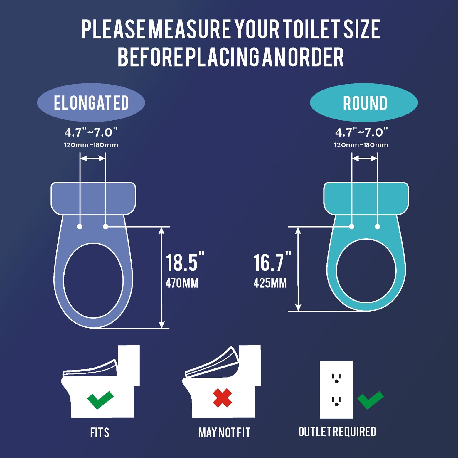 WLJBIDET Electric Bidet with Heated Toilet Seat, Warm Water, Air Drying, Fixing Panel Control