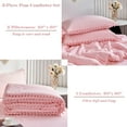 RYNGHIPY Pink Pom Fringe Bohemian Chic Comforter Set, Queen Size, Cali