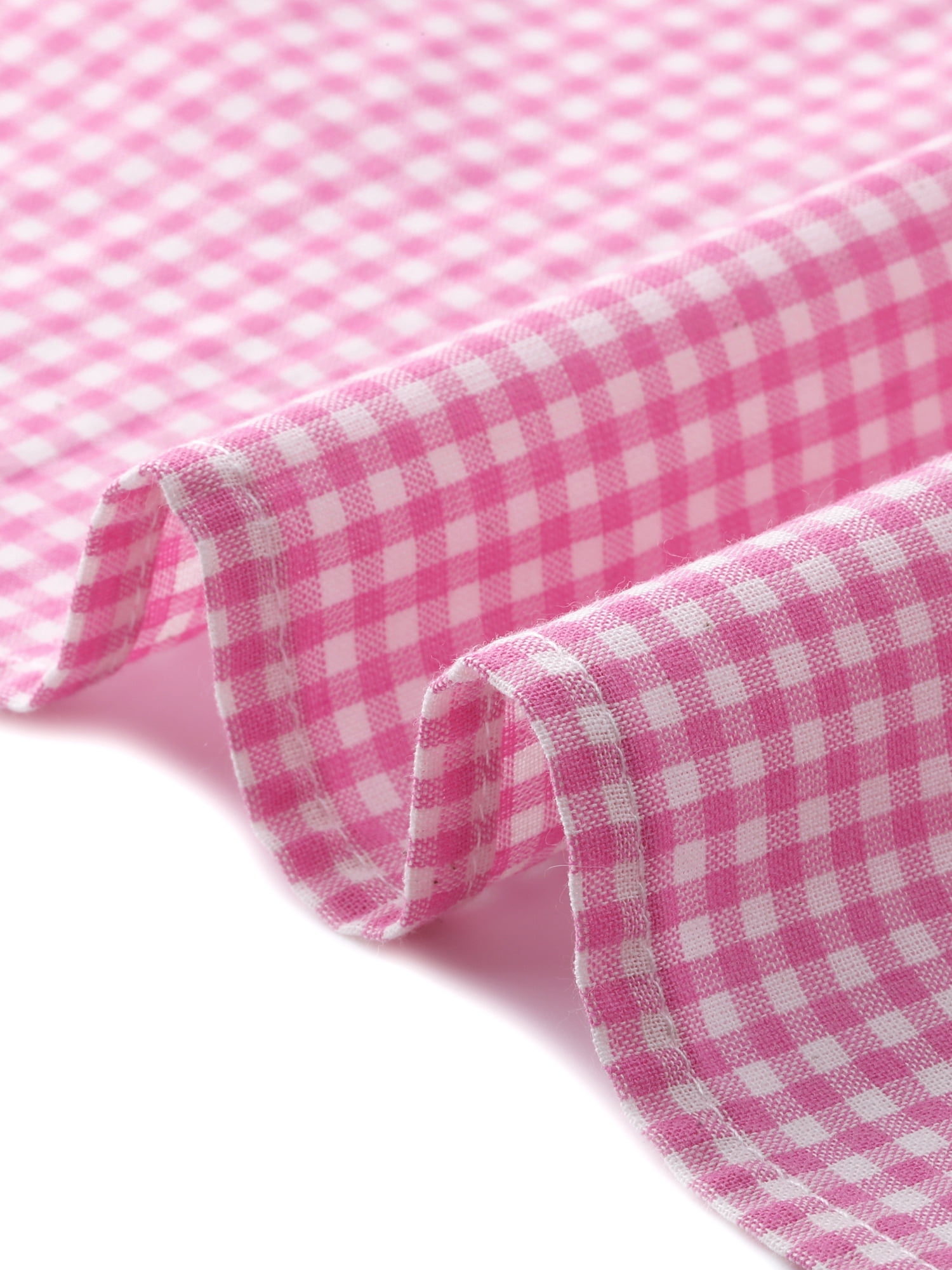 DARING DIVA Women's Plaid Puff Sleeves Gingham Blouse Shirt M Pink White