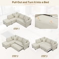 thumbnail image 3 of Harper & Bright Designs 2 in 1 Pull Out Sofa Bed Convertible L- Shaped Sofa Couch Bed with Storage Ottoman, 82.6" Sectional Sofa Couch with USB Charge Ports Power Sockets for Small Space, Beige, 3 of 19