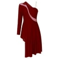 thumbnail image 5 of Zaldita Women Lyrical Dance Dress One Shoulder Split Asymmetrical Hem Modern Contemporary Dacnewear Burgundy L, 5 of 7