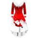 thumbnail image 2 of Nuevo vestido navideño con estampado de Papá Noel y alce para mujer, vestido de fiesta asimétrico de manga larga con cuello peludo para invierno, 2 of 5