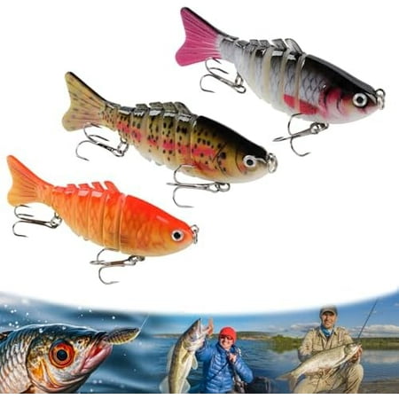 Robotic Fishing Lure for Freshwater & Saltwater Bionic Swimming Bait Lifelike 3D Swimming Bait Walleye Trout Bass Reusable Swimbait Fishings Gear - Just Like Real Fishes(3Pcs)