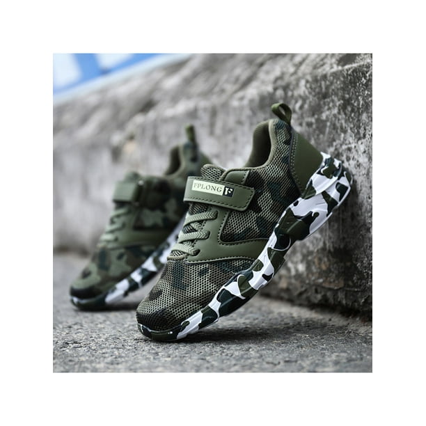 UKAP Boys Sneakers Sports Running Shoe Camouflage Athletic Shoes Walking Trainers Fashion Green 5.5Y Walmart