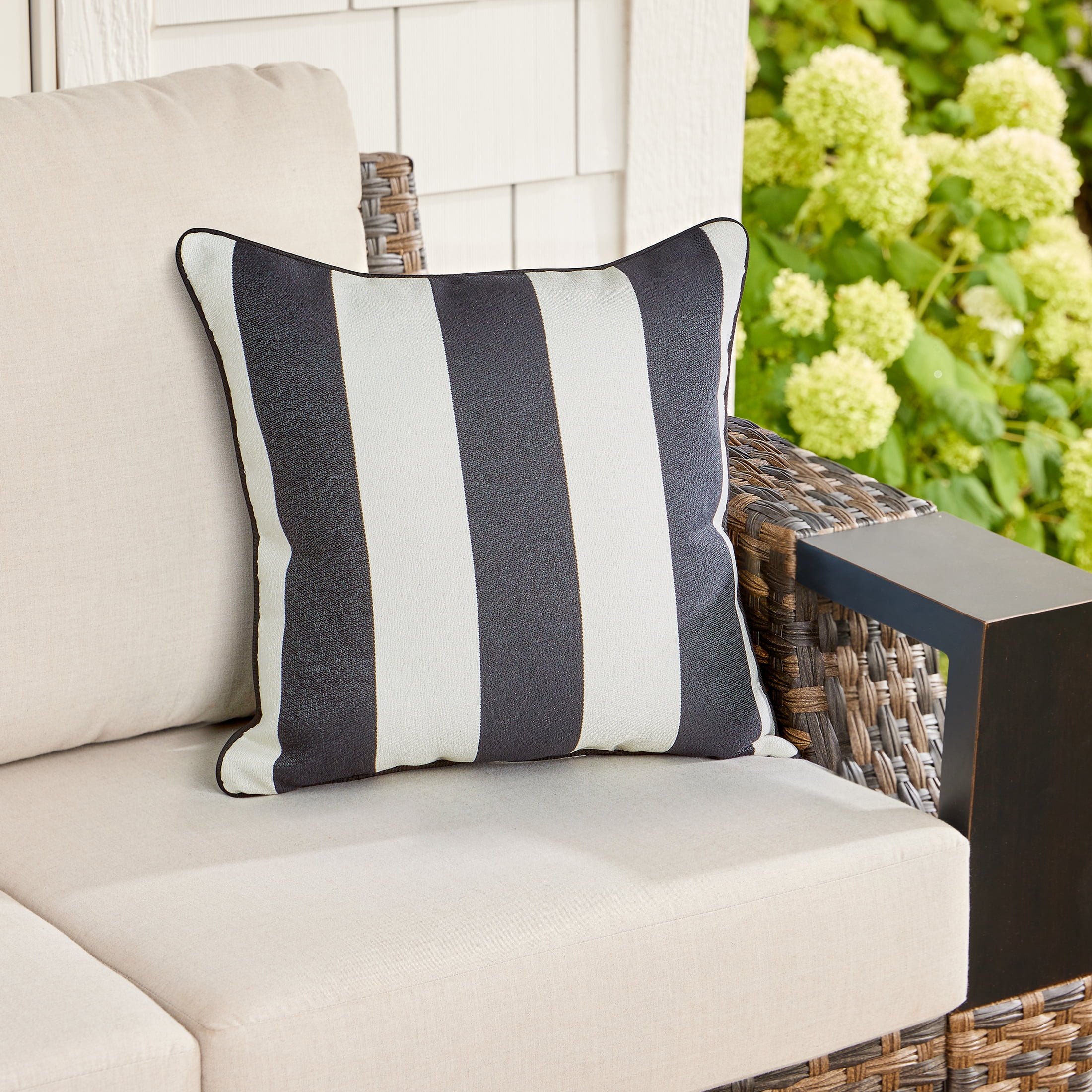 Better Homes & Gardens Cabana Black and White Striped Pillow