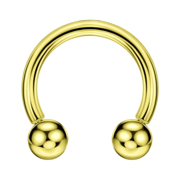 FANSING 16g 8mm Gold Surgical Steel Horseshoe Septum Rings 16 Guage Internally Threaded Circular Barbell with Removable Ball Ends