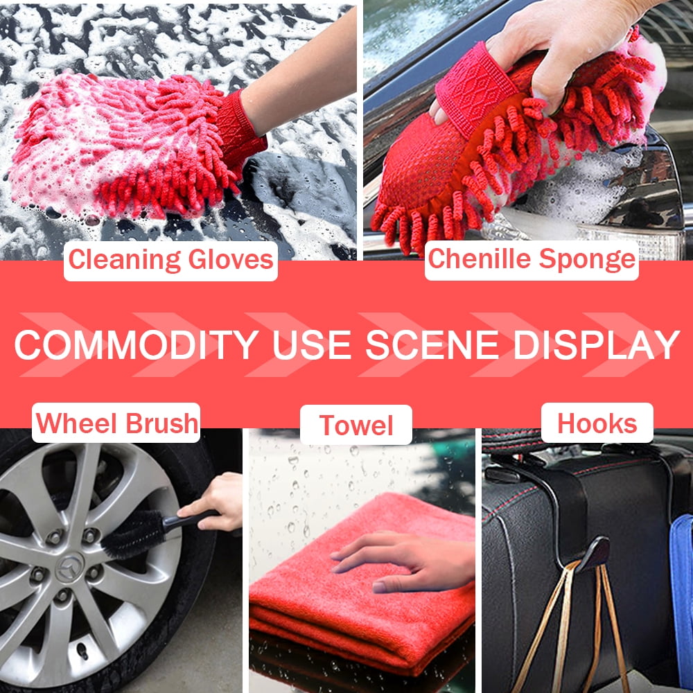 Car Wash Kit - Car Cleaning Kit,Car Wash Kit with Foam Gun, Microfiber Sponge and Towels,Tire Brush, Collapsible Bucket,Car Wash Foam Gun
