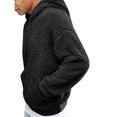 thumbnail image 5 of Momasggi Men's Fuzzy Sherpa Hoodie Loose Cozy Long Sleeve Drawstring Hooded Sweatshirts Solid Color Fall Winter Outdoor Pullover Tops with Pockets Black L, 5 of 6