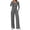 *Dark Gray, variant on ClodeEU Women's 2 Piece Lounge Set, Round Neck Button-Down Slightly Crop Top, Elastic Waist Drawstring Wide-Leg Pants Dark Gray,Womens Plus M