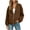 Brown, variant on SBYOJLPB Women Tops Solid Color V-Neck Zipper Pocket Long Sleeves Tops Jacket Coat